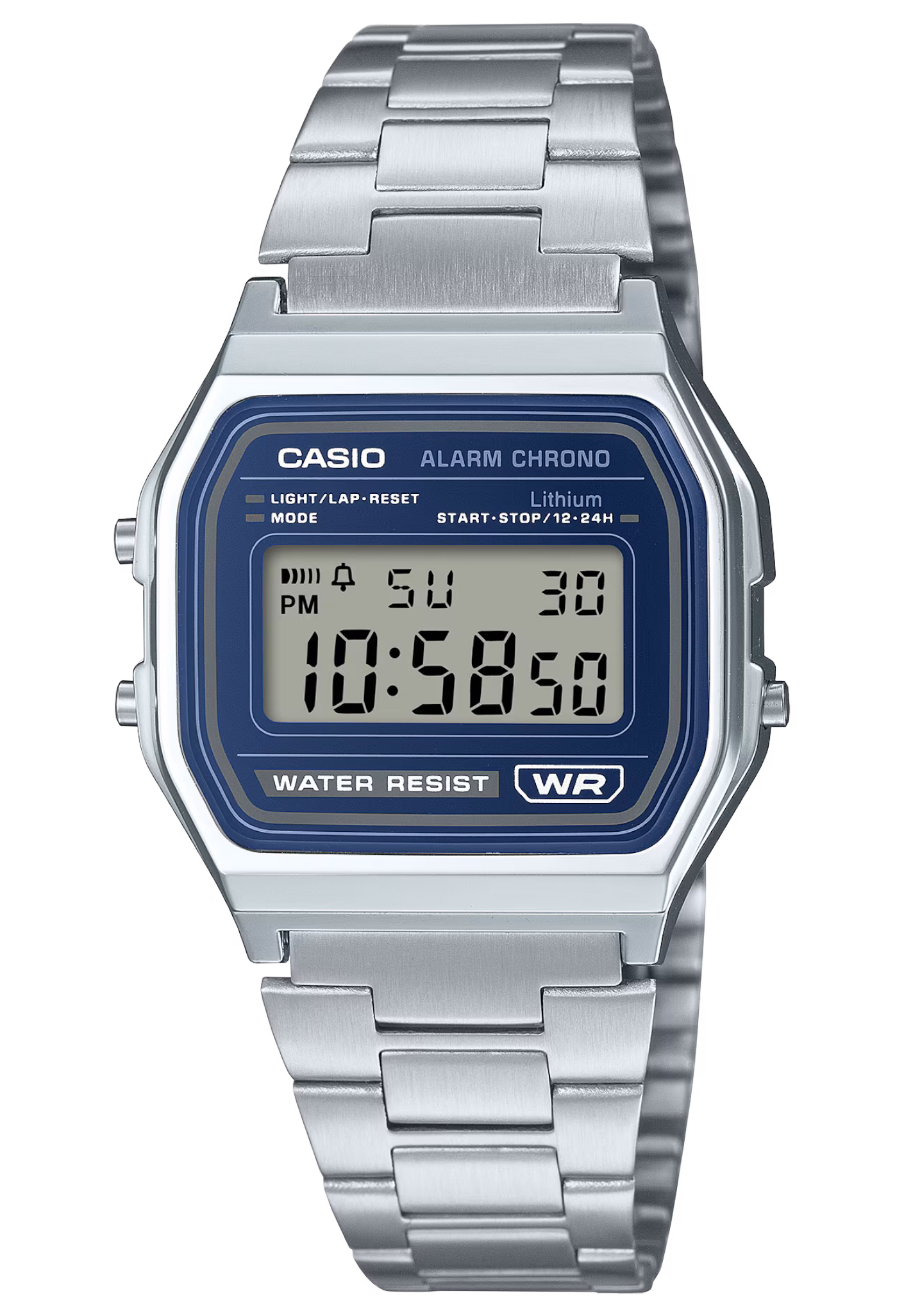 CASIO 卡西歐 A158WEA-2 藍色  復古方形腕錶：圖片 1