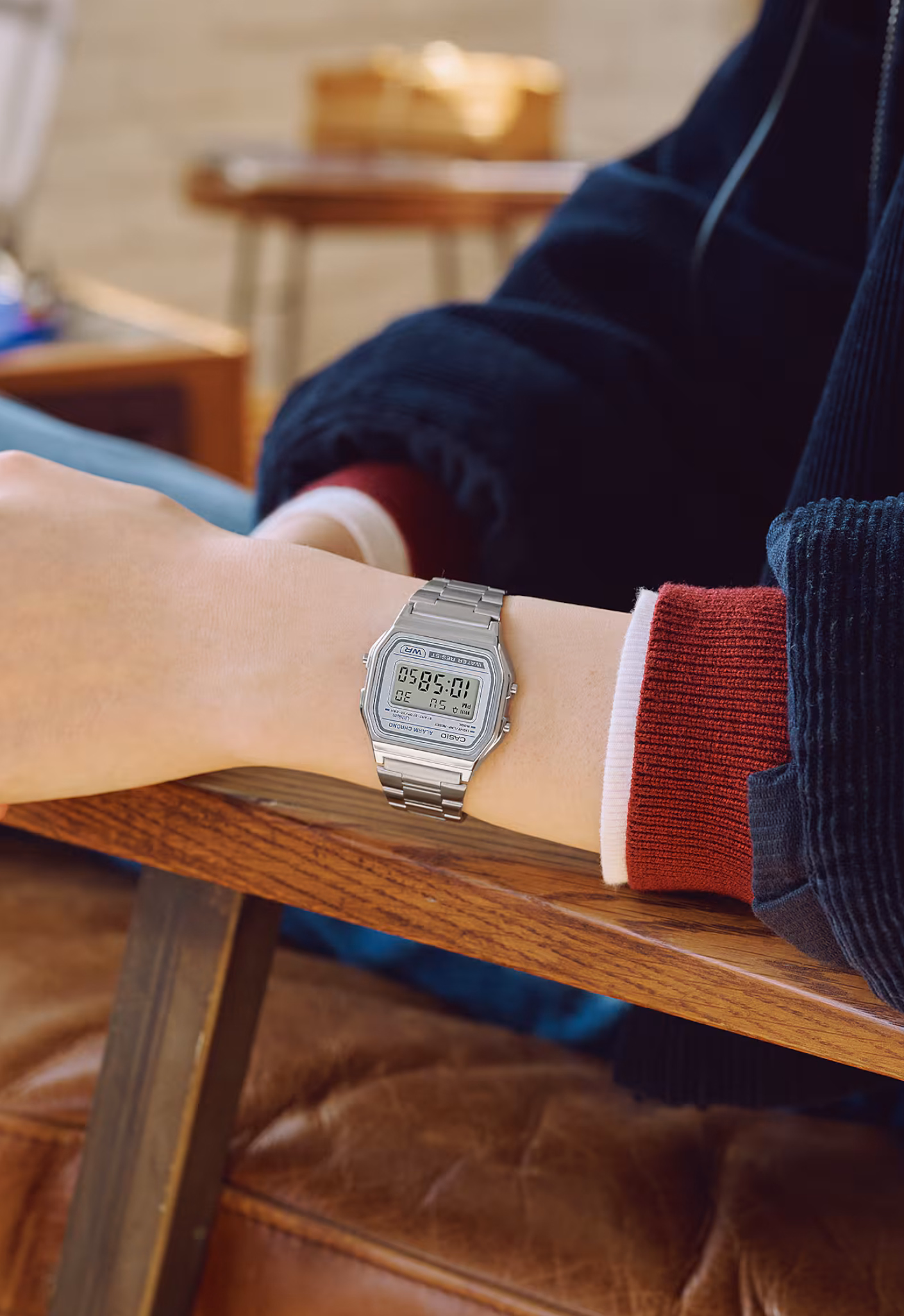 CASIO 卡西歐 A158WEA-7 白色  復古方形腕錶：圖片 2