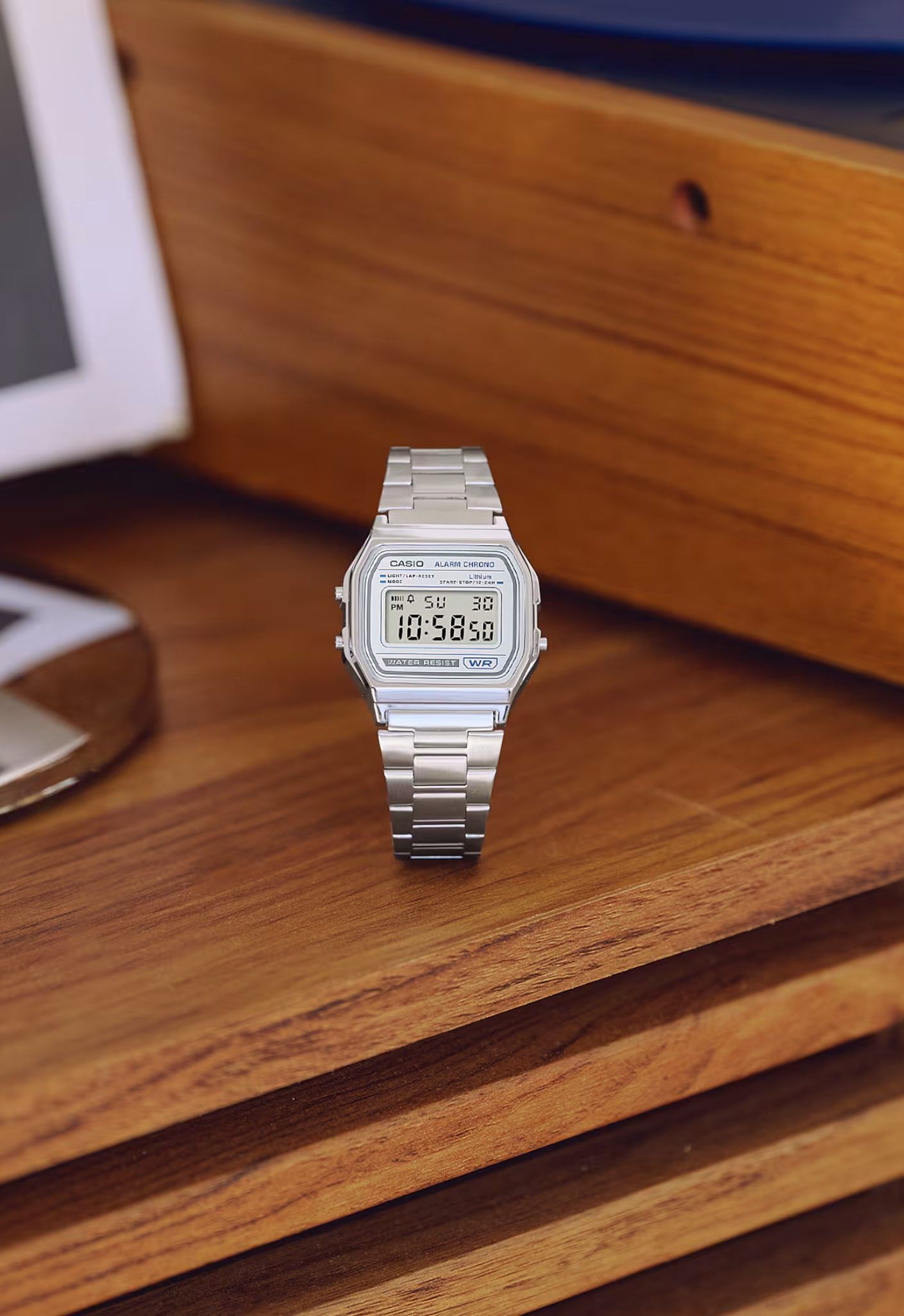 CASIO 卡西歐 A158WEA-7 白色  復古方形腕錶：圖片 4