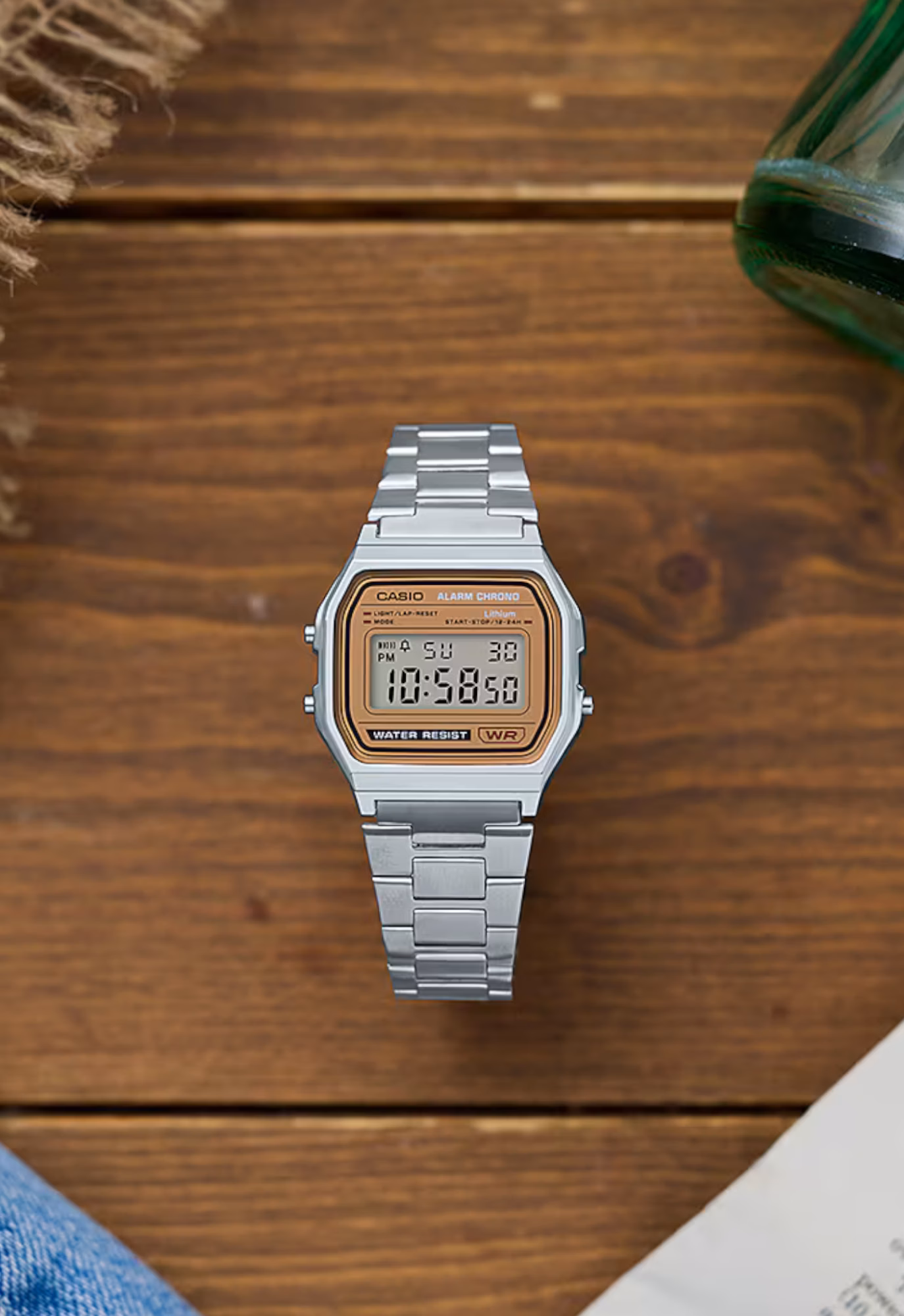 CASIO 卡西歐 A158WEA-9 棕色  復古方形腕錶
