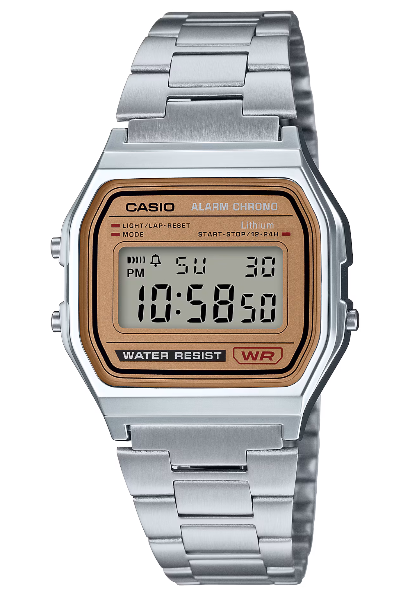 CASIO 卡西歐 A158WEA-9 棕色  復古方形腕錶：圖片 1