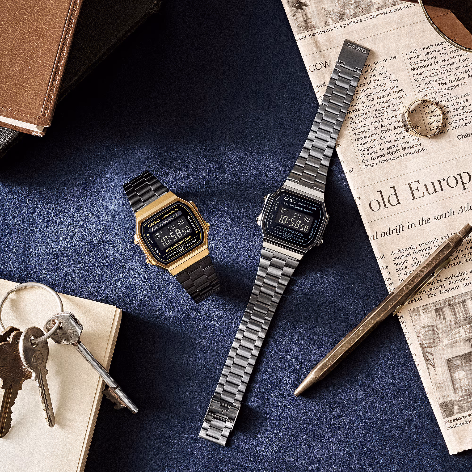CASIO 卡西歐 A168WGG-1B 深藍色  復古方形腕錶