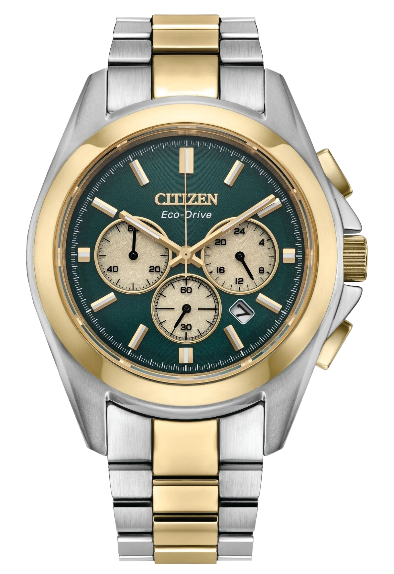 CITIZEN 星辰 Chronograph 金色 三眼計時光動能男錶 CA4684-54X