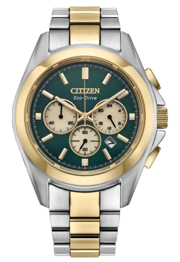 CITIZEN 星辰 Chronograph 金色 三眼計時光動能男錶 CA4684-54X
