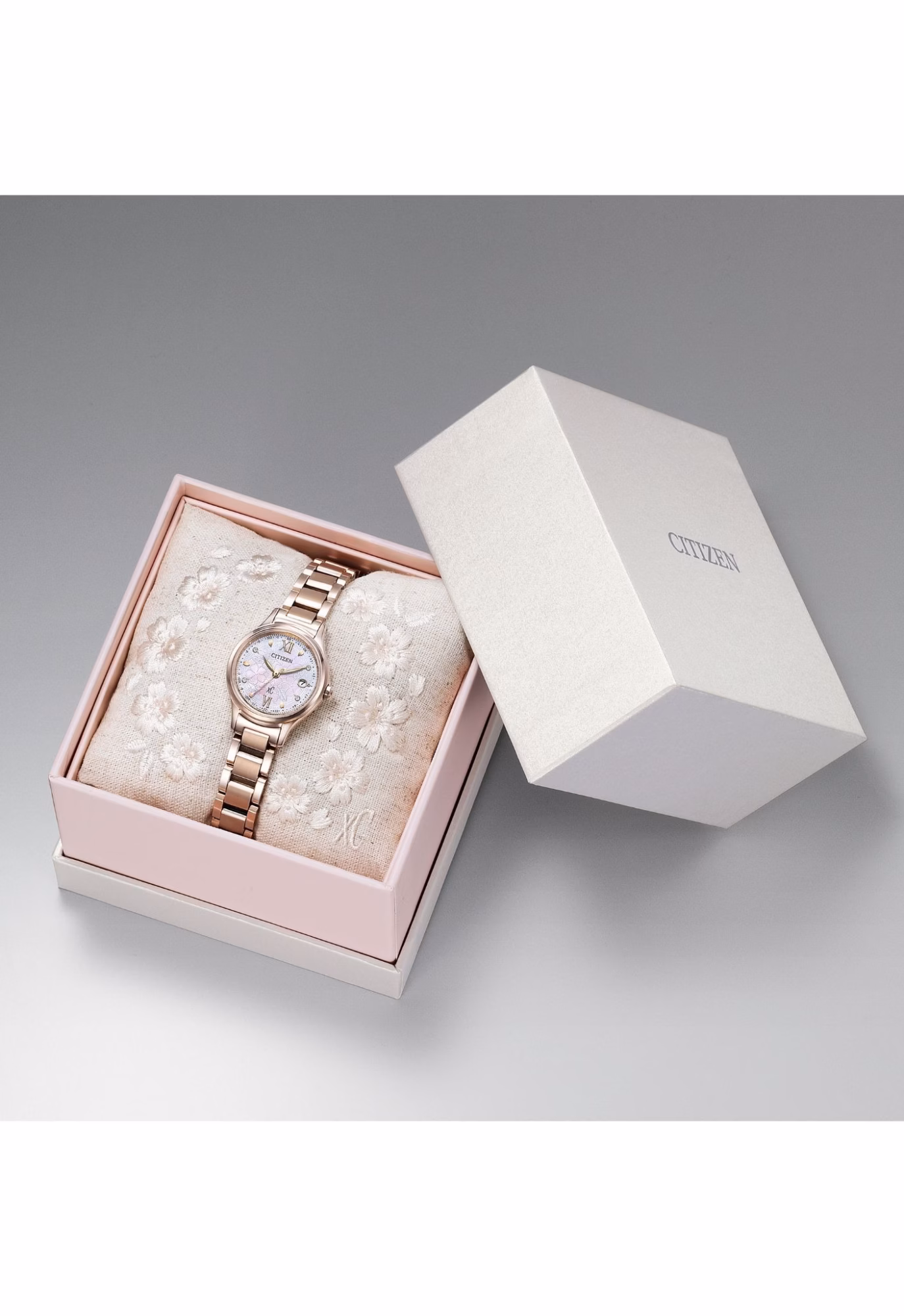 Citizen 星辰錶 限量櫻花限定玫瑰金光動能電波女錶 ES9498-77N