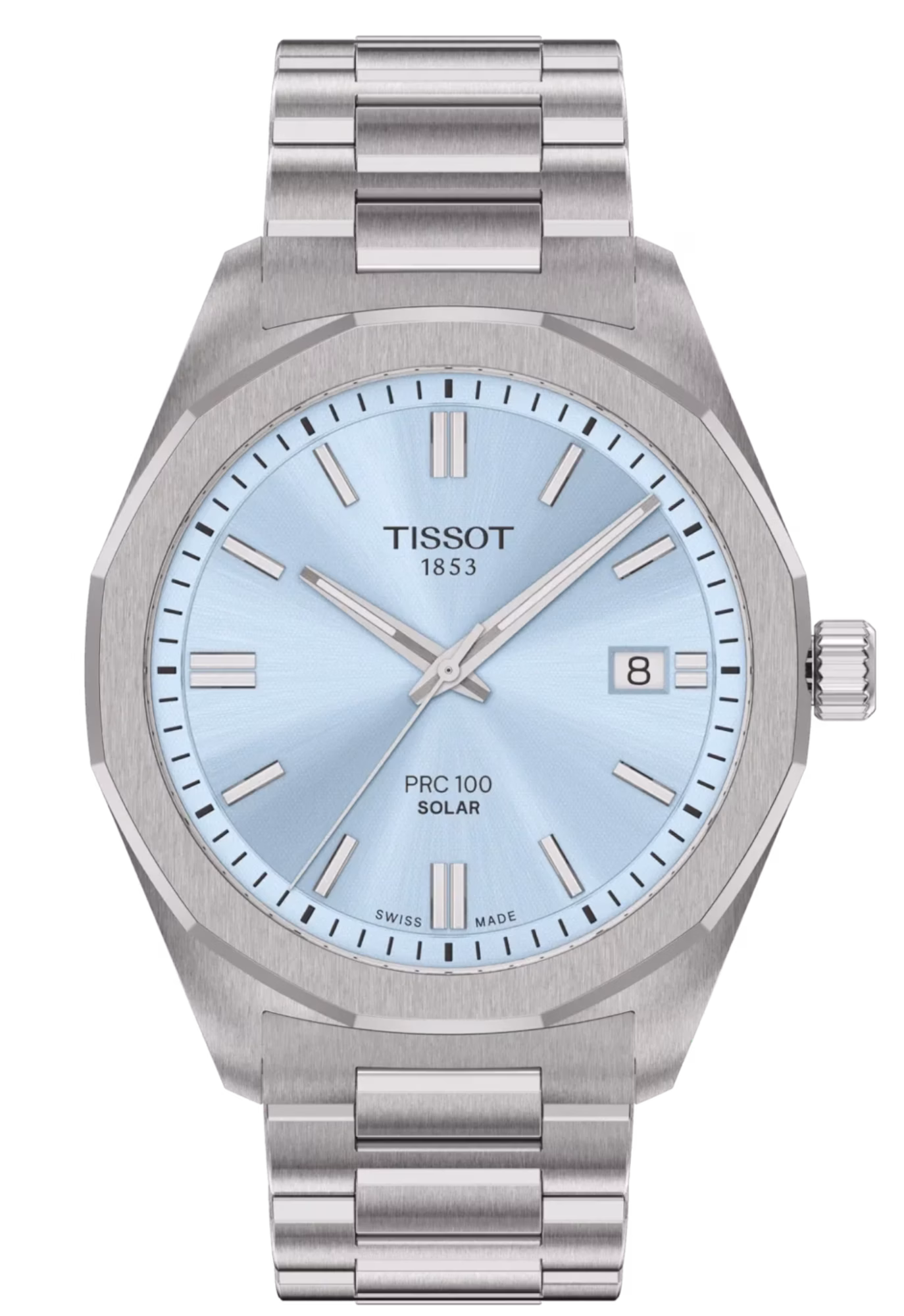 TISSOT 天梭 PRC 100 Solar Quartz 39mm 冰藍色 12邊形太陽能腕錶 T151.422.11.351.00