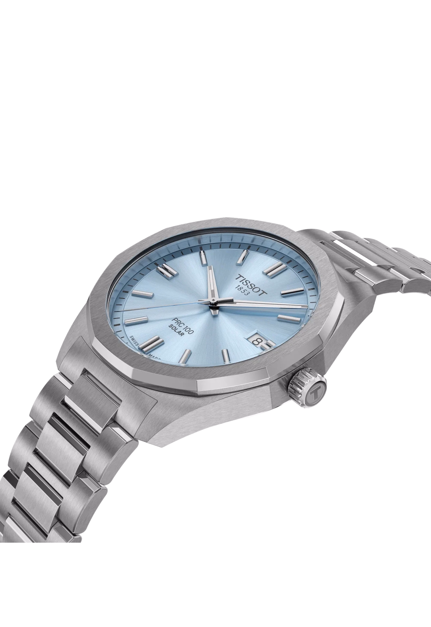 TISSOT 天梭 PRC 100 Solar Quartz 39mm 冰藍色 12邊形太陽能腕錶 T151.422.11.351.00：圖片 4