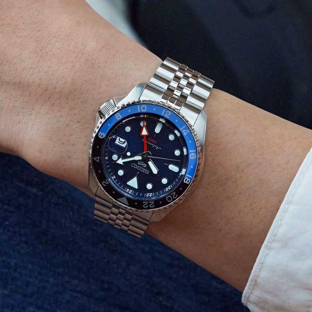 SEIKO 精工 5 Sports SSK003K1 SKX GMT系列 藍機械錶 4R34-00A0B
