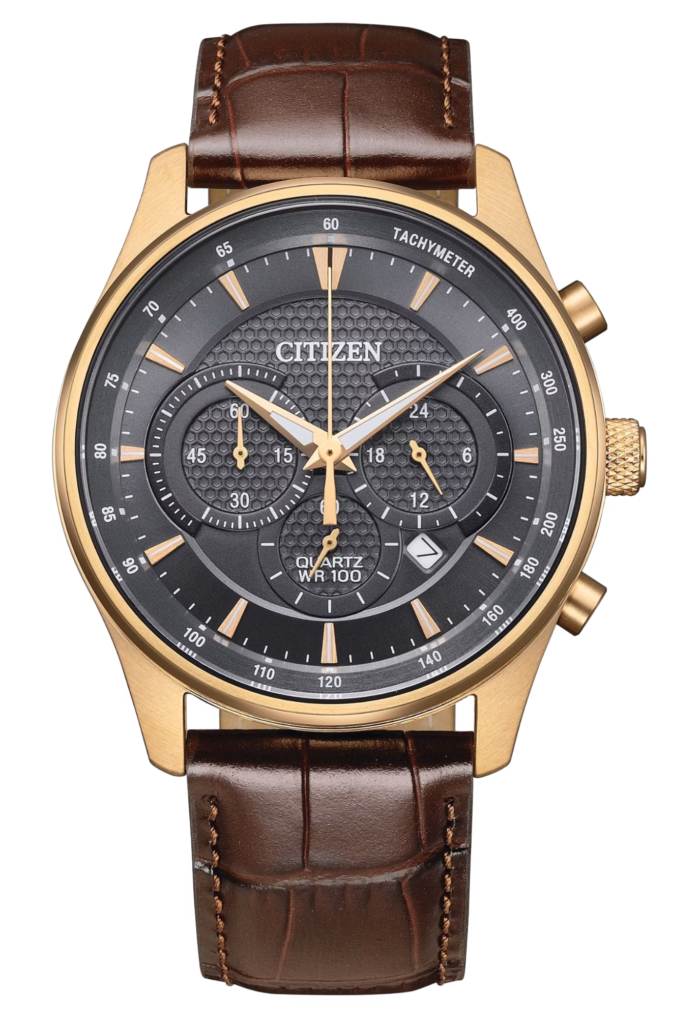 CITIZEN 星辰 Chronograph 皮革 三眼計時男錶 AN8193-02H