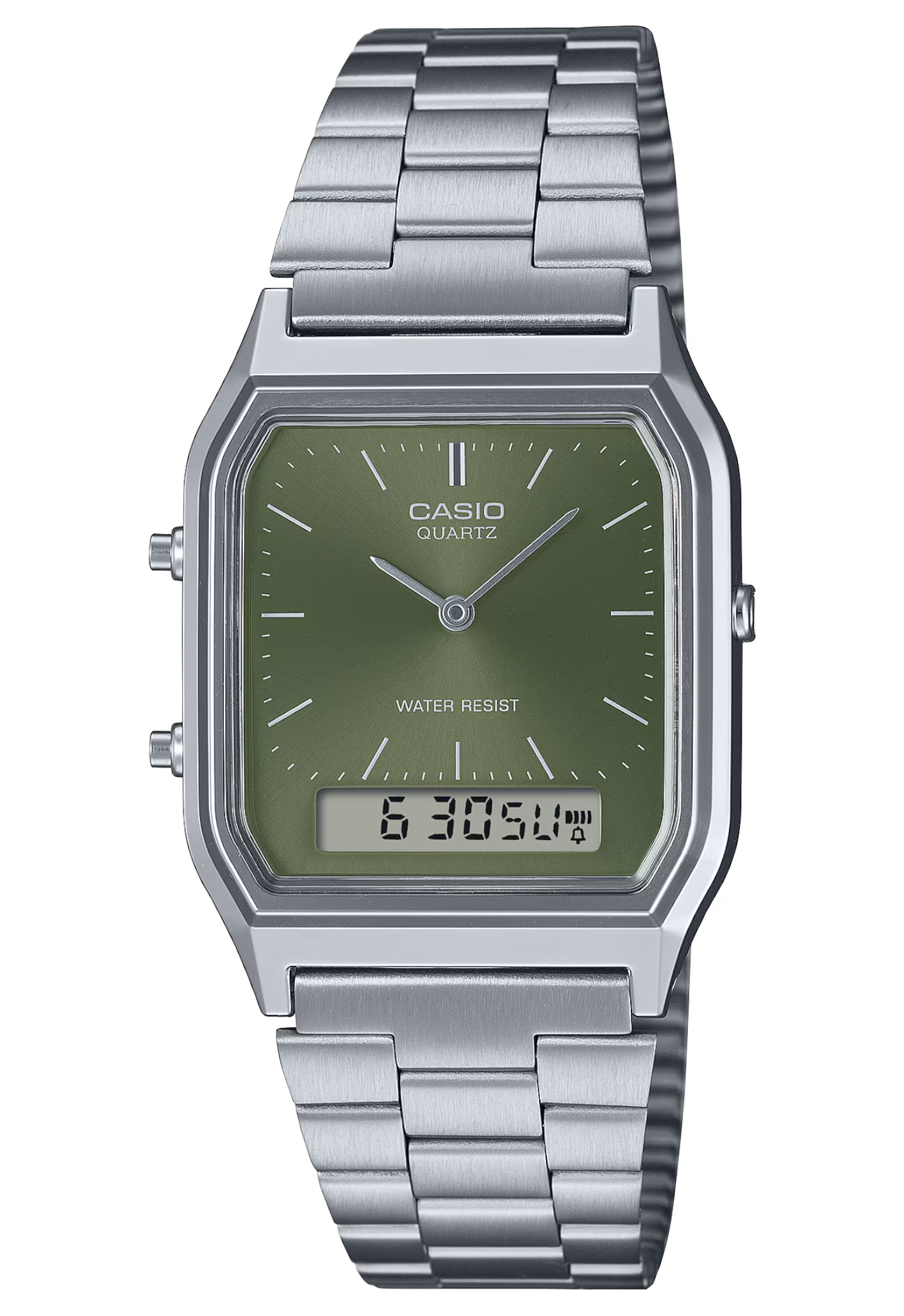 CASIO 卡西歐 AQ-230A-3AMQY 綠色  復古方形腕錶：圖片 1
