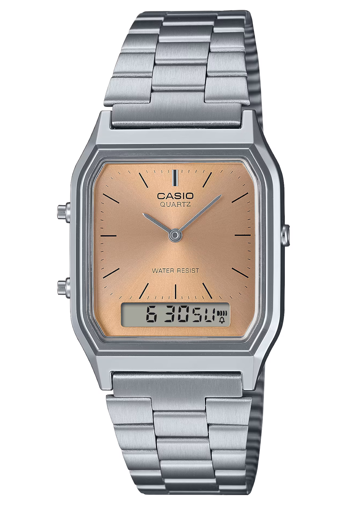 CASIO 卡西歐 AQ-230A-4AMQY 淺銅色  復古方形腕錶：圖片 1