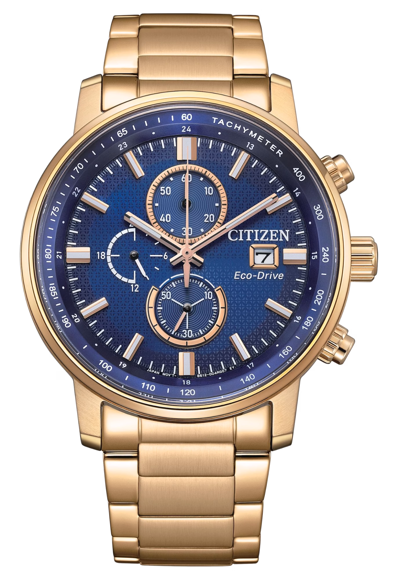 CITIZEN 星辰 Chronograph 金色 三眼計時光動能男錶 CA0843-89L