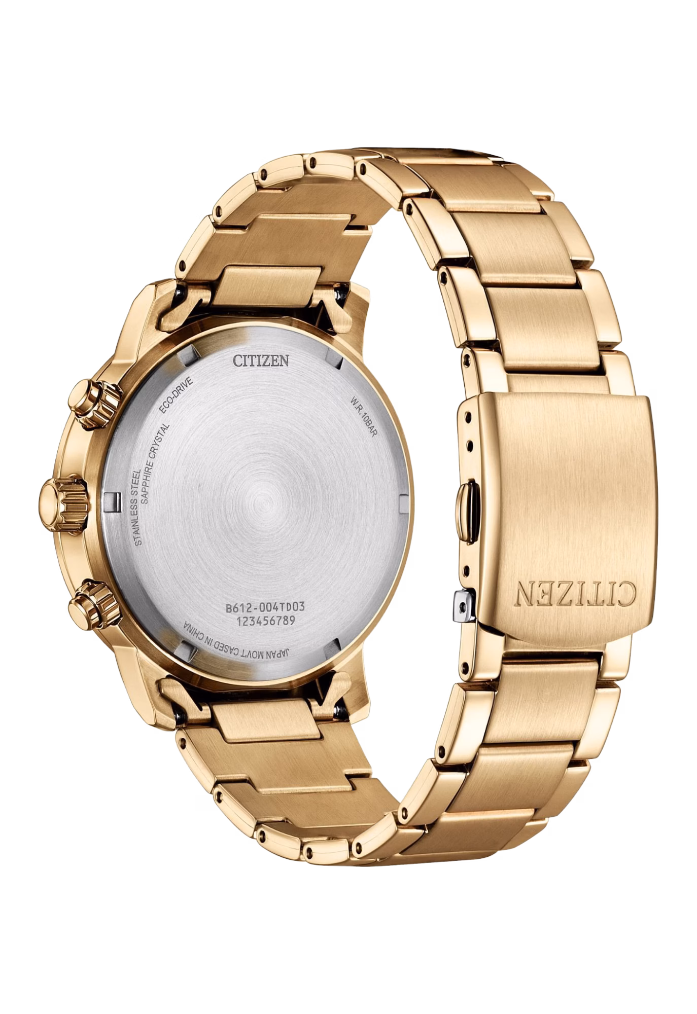 CITIZEN 星辰 Chronograph 金色 三眼計時光動能男錶 CA0843-89L