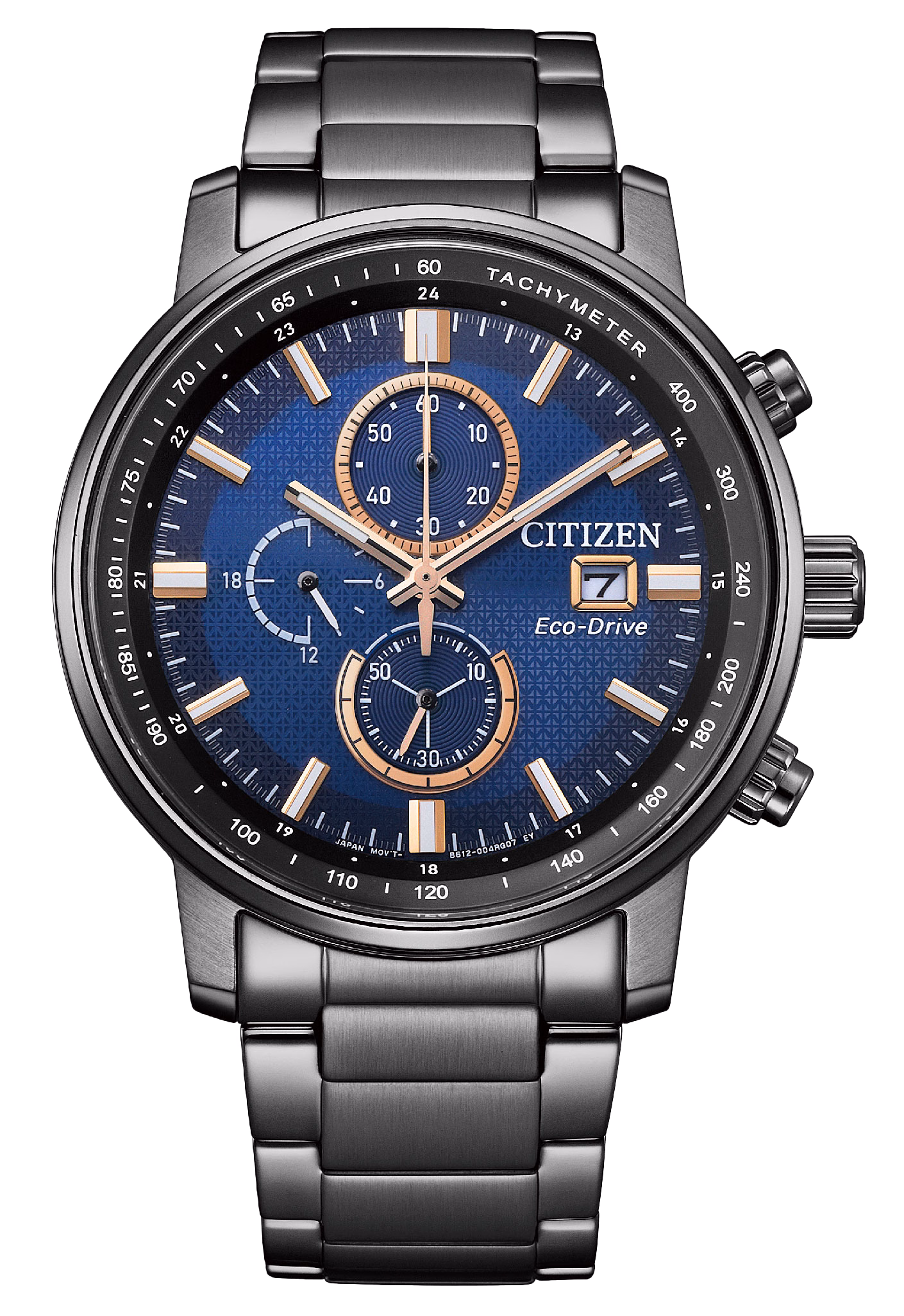 CITIZEN 星辰 Chronograph 黑色 三眼計時光動能男錶 CA0845-83L：圖片 1