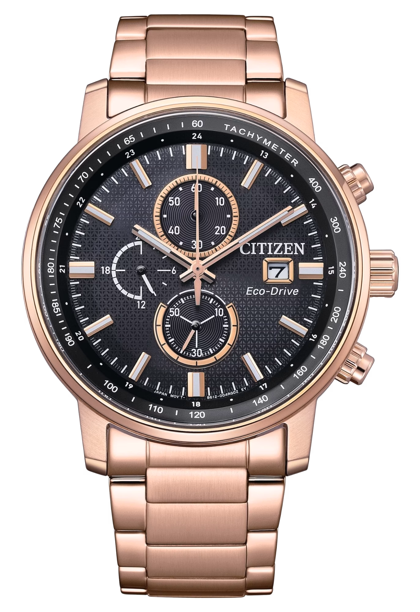 CITIZEN 星辰 Chronograph 玫瑰金 三眼計時光動能男錶 CA0848-85E