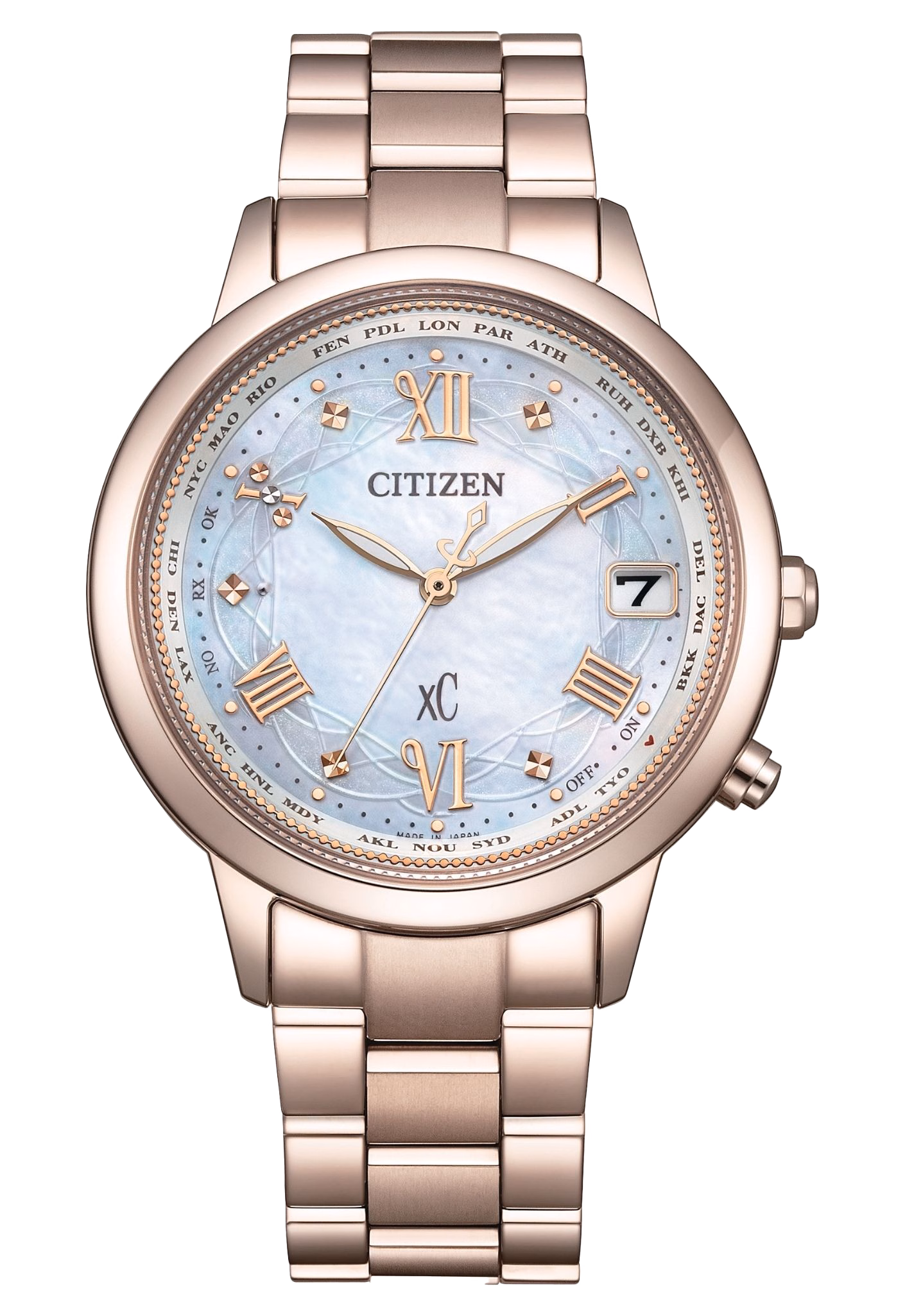 CITIZEN 星辰 xC  Sakura pink 限定花嫁櫻花粉廣告款 光動能電波女錶 CB1135-52D：圖片 1