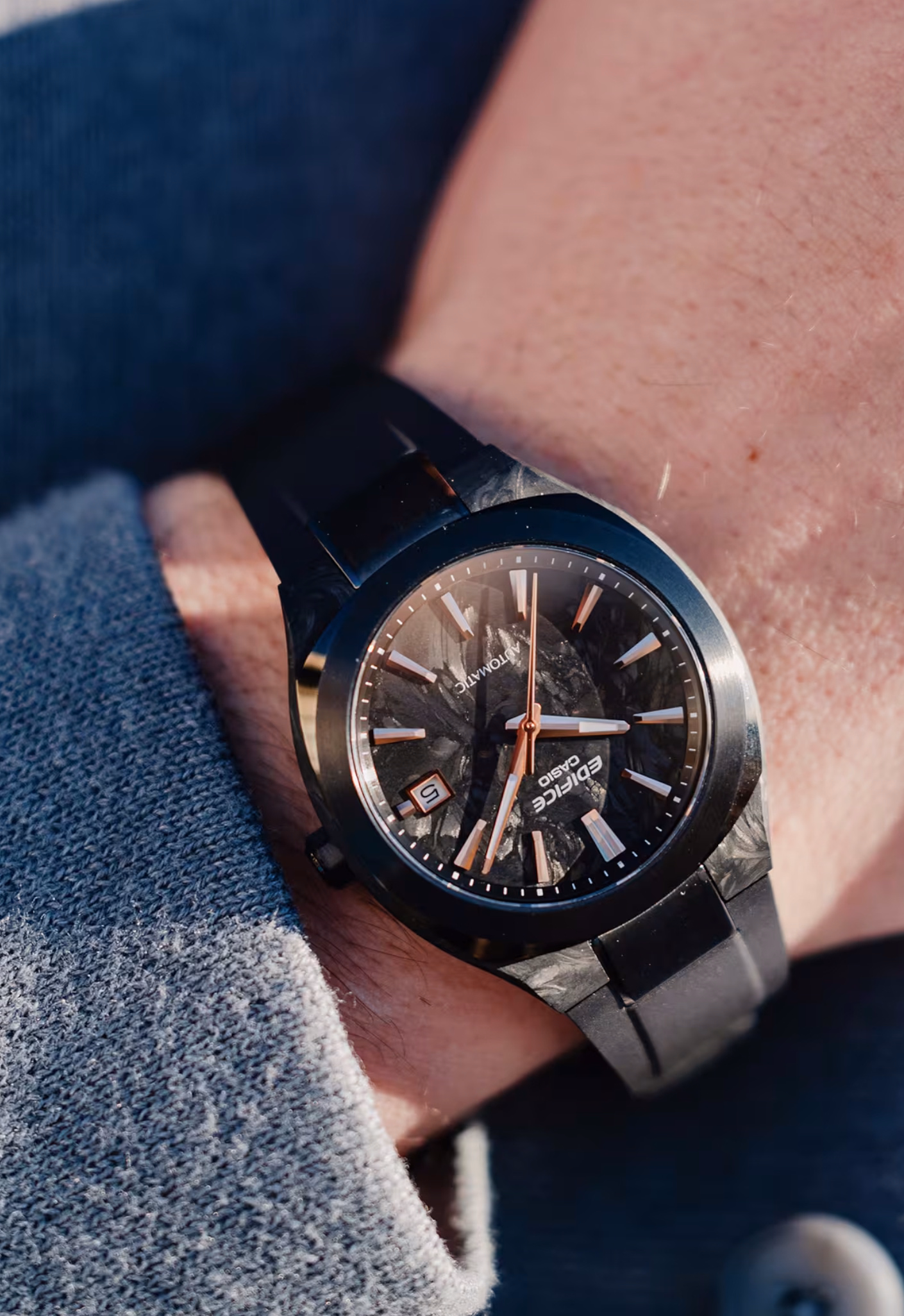 CASIO 卡西歐 EDIFICE EFK-200XPB-1A 鍛造碳纖維錶盤 機械錶：圖片 11