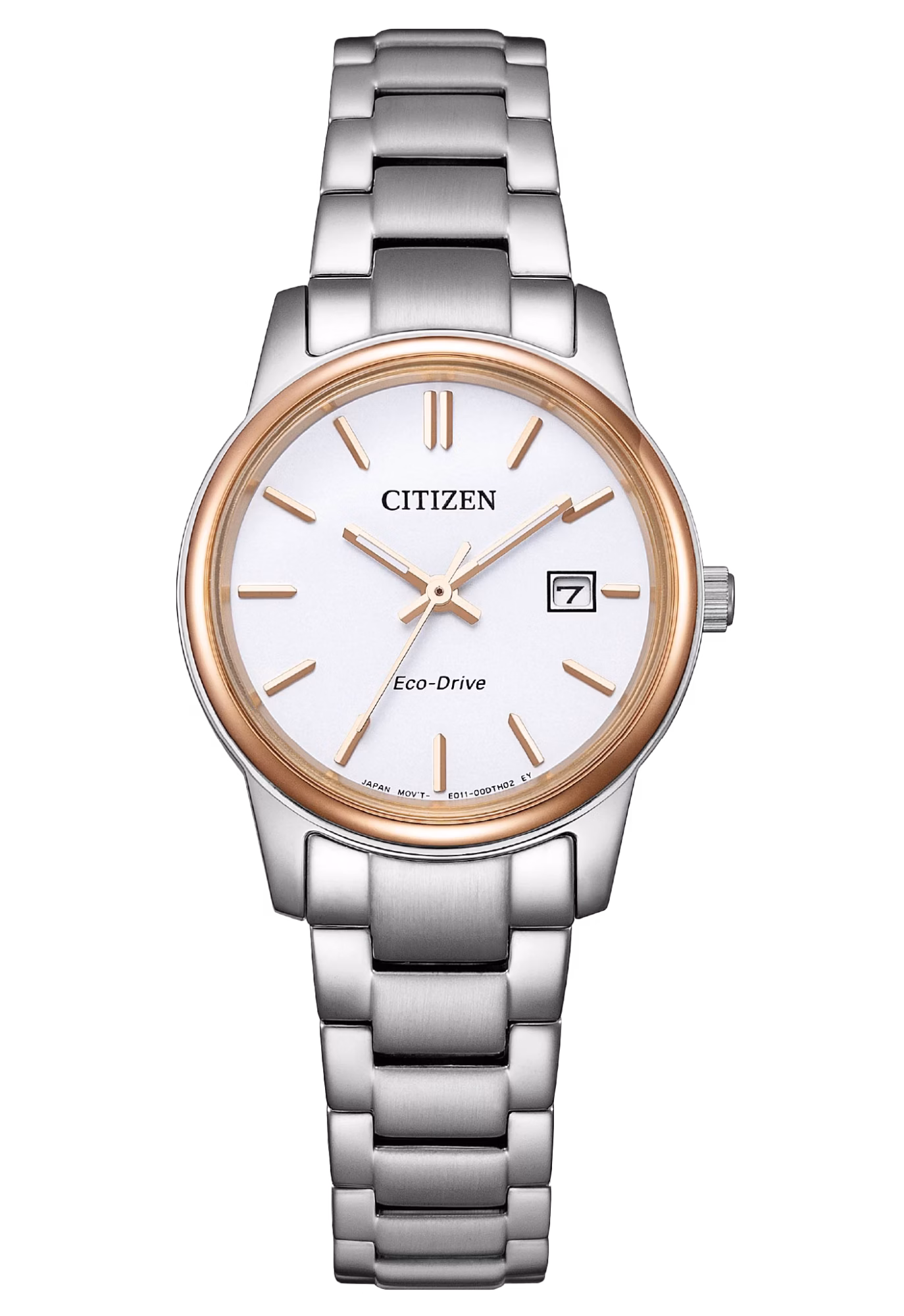 CITIZEN 星辰 Eco-Drive 簡約三針情侶對錶女錶 白金 EW2319-97A