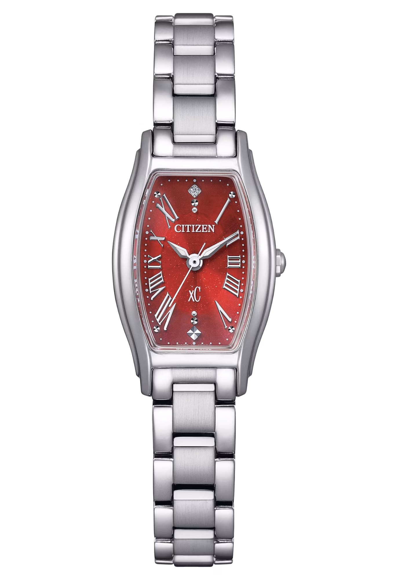 CITIZEN 星辰 xC 紅面酒桶型 光動能女錶 EW5541-50W