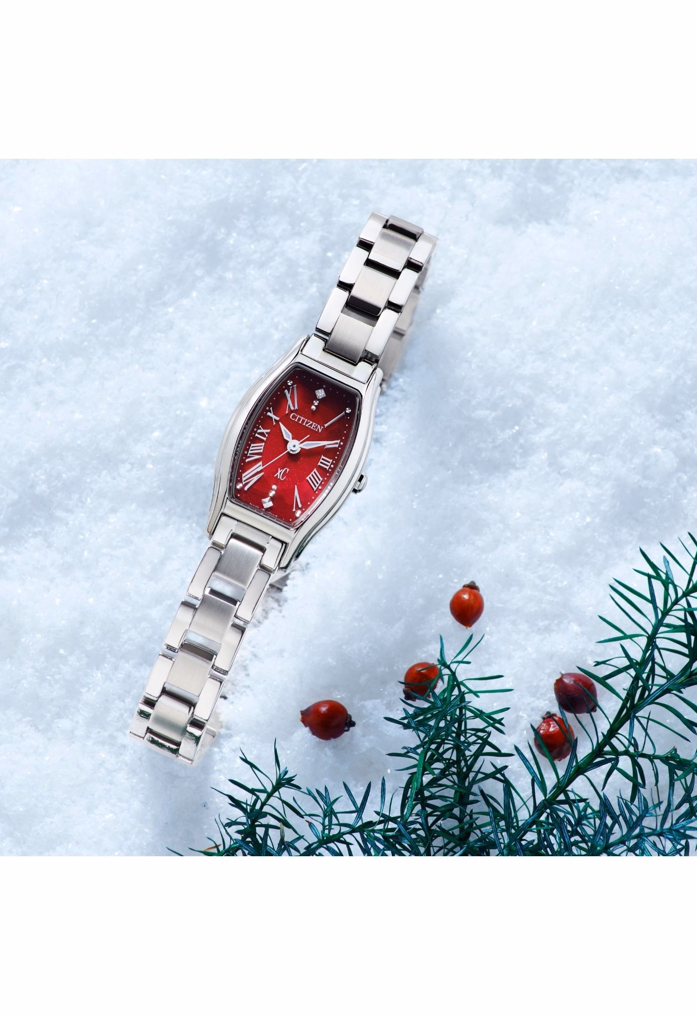 CITIZEN 星辰 xC  紅面酒桶型 光動能女錶 EW5541-50W：圖片 4