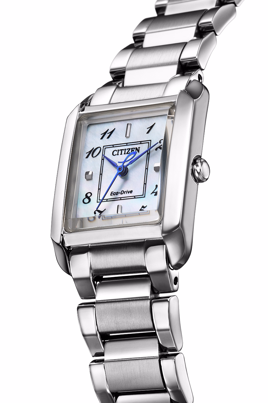 CITIZEN 星辰 L系列 SQUARE Collection 白蝶貝光動能方形女錶 EW5600-87D