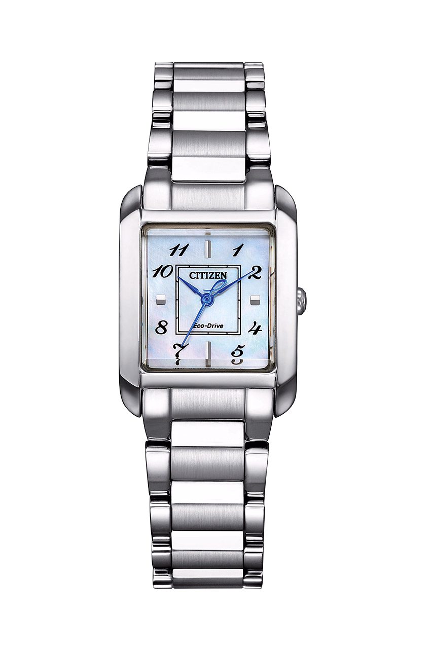 CITIZEN 星辰 L系列 SQUARE Collection 白蝶貝光動能方形女錶 EW5600-87D