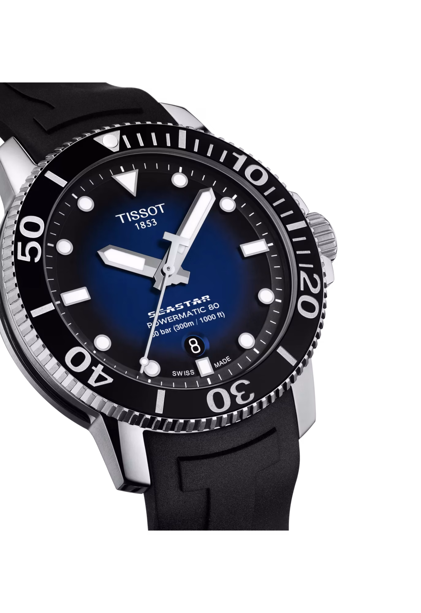 TISSOT 天梭 Seastar 1000 Powermatic 80 43mm 藍海星潛水錶 T120.407.17.041.00