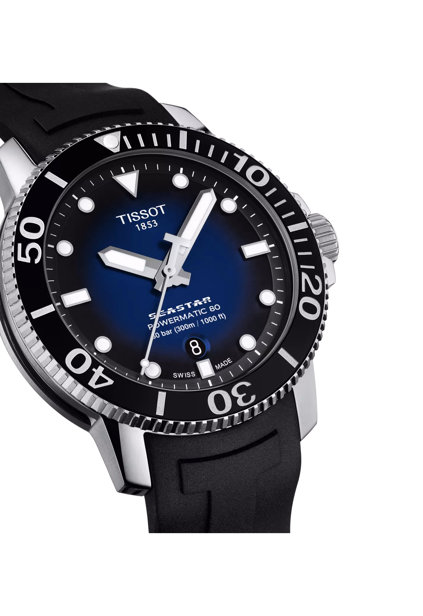 TISSOT 天梭 Seastar 1000 Powermatic 80 43mm 藍海星潛水錶 T120.407.17.041.00：圖片 5