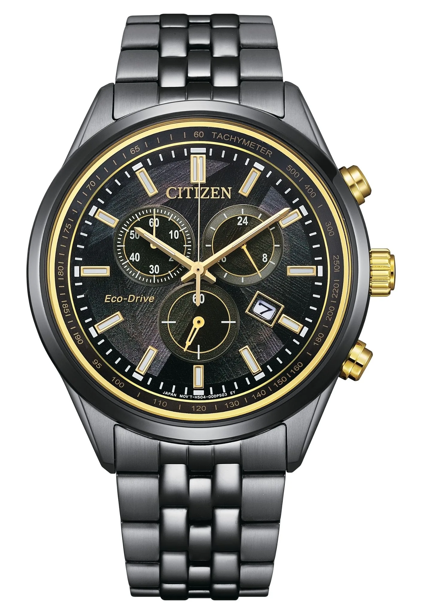 CITIZEN 星辰LIGHT in BLACK 闇影之光 光動能50週年限量 三眼計時手錶 限量(AT2576-68E)：圖片 1