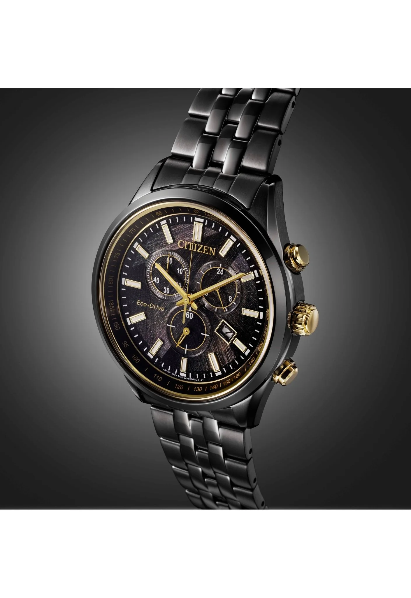 CITIZEN 星辰LIGHT in BLACK 闇影之光 光動能50週年限量 三眼計時手錶 限量(AT2576-68E)：圖片 4