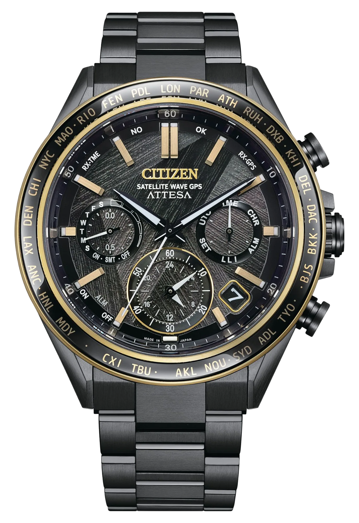 CITIZEN 星辰LIGHT in BLACK 闇影之光 光動能50週年限量 三眼計時手錶 限量(AT2576-68E)